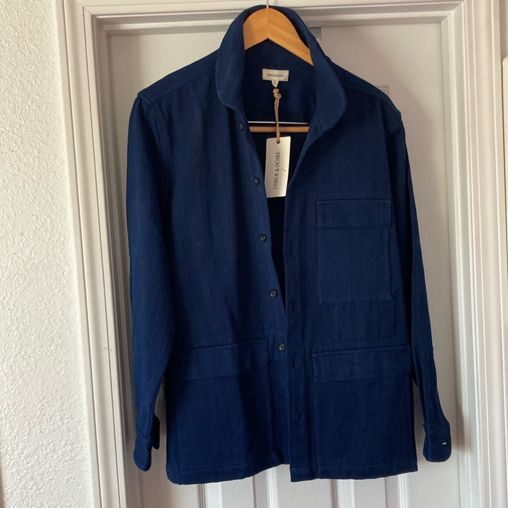 Umber & Ochre Indigo multi Pocket shirt Indigo